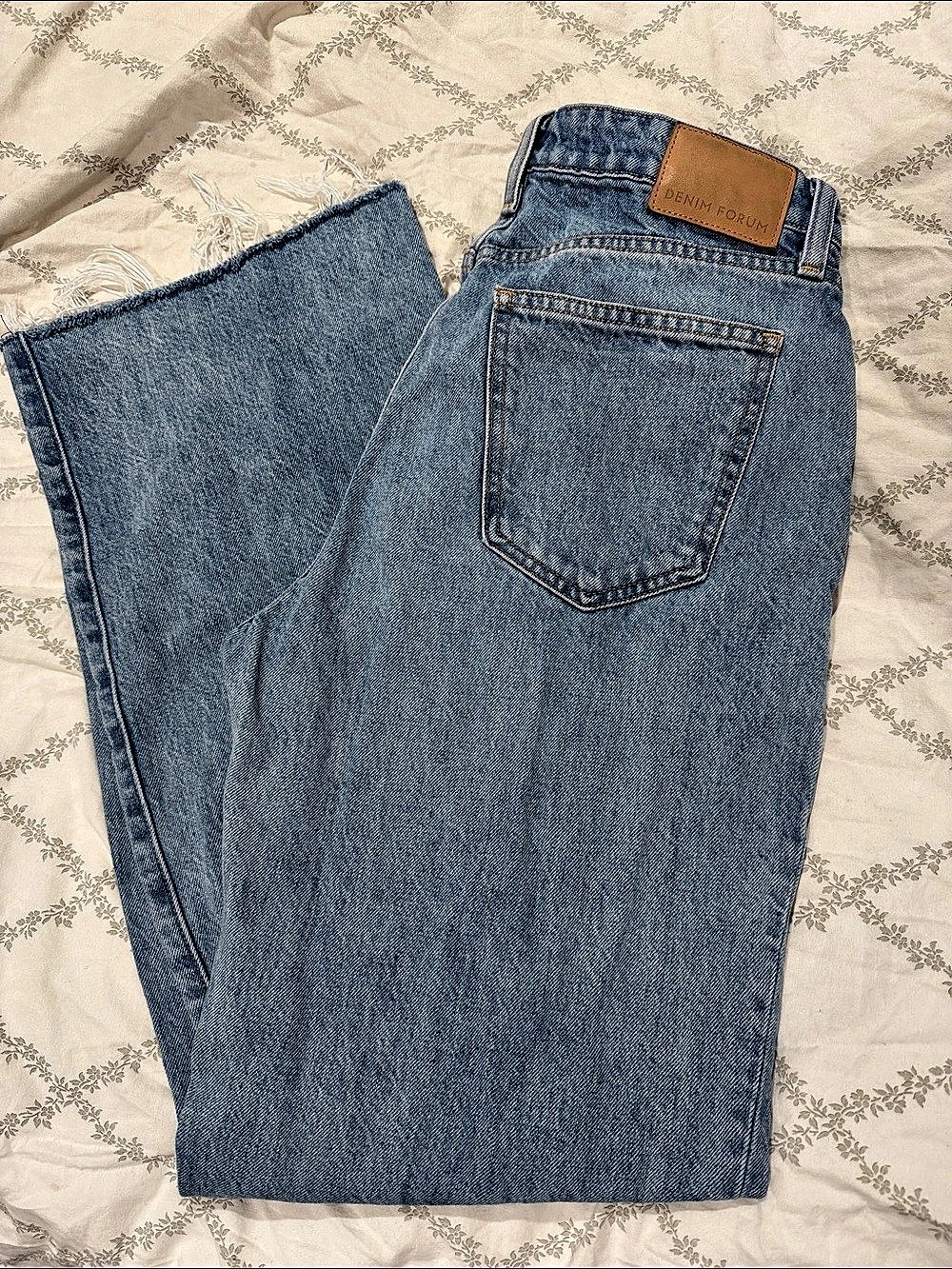 Denim Forum The Farrah Curve-Fit Hi-Rise Wide Jean Blue Jeans Waist 27